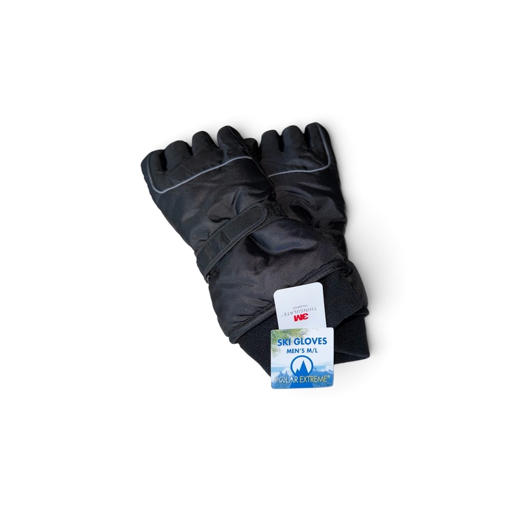 Polar Extreme Mens Ski Gloves Black 3M Thinsulate Winter Snow Mitts ML NEW